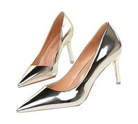 Pumps - Zapatos de tacón alto para mujer, con purpurina, plateados, para vestido, zapatos de noche, para novia, boda, tacones altos, sin cordones, elegantes, para fiestas, plata, 35 EU