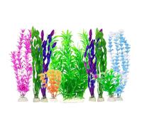 pumpumlia 10 hojas de plantas acuáticas para decoración de acuarios de peceras, aspecto hermoso, hojas artificiales multicolor para estanques artificiales