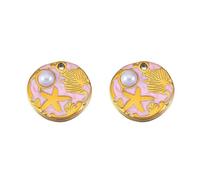 pumpumlia 2 colgantes de acero inoxidable con diseño de hojas de estrellas de mar y estrellas de mar vibrantes, para diseños de collares, colgantes únicos hechos a mano, talla única, como se describe