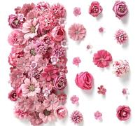 pumpumlia 80 cabezas de flores artificiales de 25 a 43 mm para manualidades, ramos de boda, arreglos de decoración de pasteles, accesorios para el cabello, accesorios para el cabello