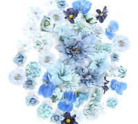 pumpumlia 80 cabezas de flores artificiales de 25 a 43 mm para manualidades, ramos de boda, arreglos de decoración de pasteles, accesorios para el cabello, accesorios para el cabello