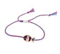 pumpumlia Abalorio minimalista de pez con forma de gota de aceite, ajustable, diseño trenzado elegante, joyería de aleación, accesorios de muñeca para el día a día, dije de pez ajustable, talla única