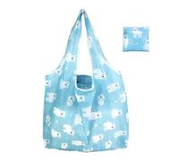 pumpumlia Bolsa de la compra portátil reutilizable con gran capacidad de almacenamiento, plegable y lavable, para uso multiuso, ligera para viajes, Oso azul, One Size