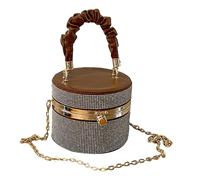 pumpumlia Bolso bandolera con cadena de diamantes de imitación para fiesta de noche, banquete, boda, cóctel, para mujeres y niñas, Brown, One Size