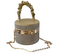 pumpumlia Bolso bandolera con cadena de diamantes de imitación para fiesta de noche, banquete, boda, cóctel, para mujeres y niñas, Khaki, One Size