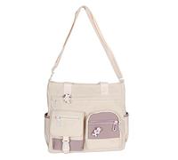 pumpumlia Bolso bandolera coreano casual de lona de gran capacidad, bolsa de mensajero versátil para niñas y estudiantes, White, One Size