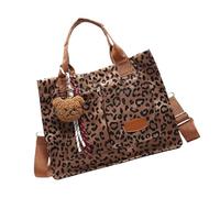 pumpumlia Bolso bandolera de lona para mujer, asa superior, gran capacidad, estampado de leopardos, bolso de hombro de gran capacidad para mujer, bolso cruzado con estampado de leopardo, Brown, One