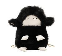 pumpumlia Bolso bandolera de moda con cadena de ovejas y felpa versátil para niñas y mujeres, bolso de moda para teléfono celular, bolsa de tamaño pequeño, Black, One Size