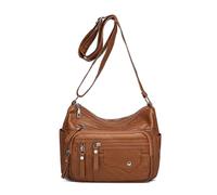 pumpumlia Bolso cruzado 2024 con múltiples compartimentos, versátil, a la moda, de cuero, para mujer, gran capacidad, de poliuretano, bolsa cruzada de viaje, Brown, One Size