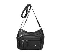pumpumlia Bolso cruzado 2024 con múltiples compartimentos, versátil, a la moda, de cuero, para mujer, gran capacidad, de poliuretano, bolsa cruzada de viaje, Black, One Size
