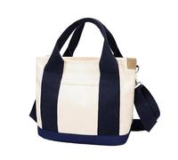 pumpumlia Bolso de hombro de lona delicado bolso cruzado de viaje bolso de mano informal organizado viaje esencial bolso de lona, Blanco con azul oscuro, One Size