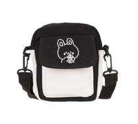 pumpumlia Bolso de hombro pequeño para mujer, mensajero simple con estampado de dibujos animados, para ir de compras, hombro de lona, lindo bolso cruzado pequeño, Black, One Size