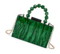 pumpumlia Bolso de mano acrílico de moda con patrón de mármol y correa de cadena desmontable, bolso de mano para salir de noche, correa de cadena desmontable, Green, One Size