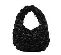 pumpumlia Bolso de mano de poliéster con encaje con volantes, elegante bolso de noche con asa superior para eventos nocturnos, oficina, viajes, bolsa con volantes, Black, One Size