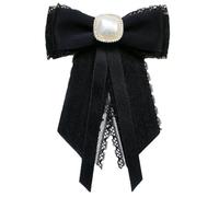 pumpumlia Broche elegante con lazo de encaje para mujer y niña, con lazo preatado, para camisa de estudiante, collar de jabot, joyería con diamantes de imitación