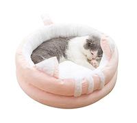 pumpumlia Cama cálida para mascotas, gatitos, cama de invierno, perrera, ropa de cama antideslizante, cojín redondo, cojín redondo para animales pequeños
