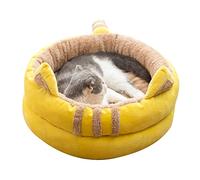 pumpumlia Cama cálida para mascotas, gatitos, cama de invierno, perrera, ropa de cama antideslizante, cojín redondo, cojín redondo para animales pequeños