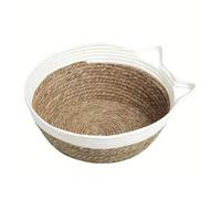 pumpumlia Cesta de paja natural para gatos para perros pequeños, a prueba de arañazos, cama para mascotas, nido de mascotas para todas las estaciones