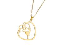 pumpumlia Collar con colgante de gimnasta de acero inoxidable, elegante collar con colgante de corazón para gimnasta, resistente color dorado y plateado, adorno para el cuello, adorno de ballet para