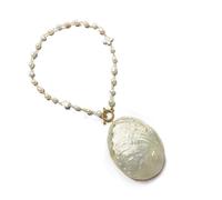 pumpumlia Collar de cadena con dije de concha, diseño costero único, joyería de moda, cadena de clavícula para uso diario y fiesta con colgante de concha, talla única, como se describe, como se