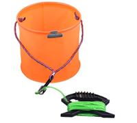 pumpumlia Colorida caja de pesca portátil, accesorio de cubo para colgar con hebilla, cuerda trenzada de nailon, contenedor plegable