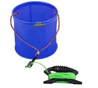 pumpumlia Colorida caja de pesca portátil, accesorio de cubo para colgar con hebilla, cuerda trenzada de nailon, contenedor plegable