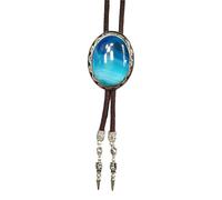 pumpumlia Corbata ajustable de cordón trenzado con colgante de piedra ovalada, collar de joyería occidental para hombres y mujeres