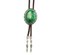pumpumlia Corbata ajustable de cordón trenzado con colgante de piedra ovalada, collar de joyería occidental para hombres y mujeres