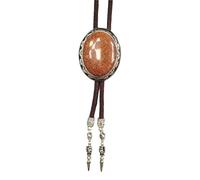 pumpumlia Corbata ajustable de cordón trenzado con colgante de piedra ovalada, collar de joyería occidental para hombres y mujeres