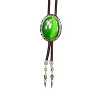 pumpumlia Corbata ajustable de cordón trenzado con colgante de piedra ovalada, collar de joyería occidental para hombres y mujeres