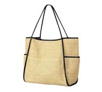 pumpumlia Elegante bolsa de hombro tejida de gran capacidad, casual, para axilas, bolsa de viaje para playa, vacaciones, compras y picnics, bolsa de paja transpirable