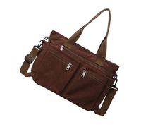 pumpumlia Elegante bolso de hombro de pana para mujer con correa ajustable de gran capacidad, bolso cruzado para compras y trabajo, bolso de viaje, café, One Size