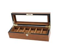 pumpumlia Elegante caja de almacenamiento de madera para relojes con tapa transparente e interior de felpa, capacidad para 6, 10, 12 piezas, caja de colección minimalista