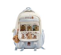 pumpumlia Elegante y funcional mochila con temática de Capybara práctica mochila escolar de nailon casual para la escuela o el trabajo mochila de nailon, azul, Add pendant