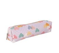 pumpumlia Estuche para lápices de dibujos animados, resistente al agua, con cremallera, organizador de lápices para estudiantes, adultos, niños, bolsa en forma de corazón para la escuela, Purple