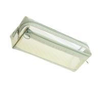 pumpumlia Estuche transparente de gran capacidad, doble capa, organizador de bolígrafos, bolsa para estudiantes, mujeres, bolsa de maquillaje de viaje, Green
