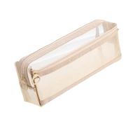 pumpumlia Estuche transparente de gran capacidad, doble capa, organizador de bolígrafos, bolsa para estudiantes, mujeres, bolsa de maquillaje de viaje, Brown