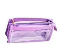 pumpumlia Estuche transparente para lápices, estuche de 6 capas, estuche transparente para bolígrafos estéticos, suministros de vuelta a la escuela, Purple, Mass Beauty