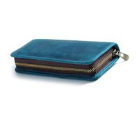 pumpumlia Fundas de cuero para bolígrafos, estuche organizador de plumas estilográficas, ranuras elásticas para bolígrafos de 5 a 11 lápices, Azulado