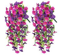 pumpumlia Juego de 2 flores sintéticas de gloria de la mañana para uso versátil en interiores, flores artificiales realistas