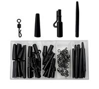 pumpumlia Juego de 60 tapones antienredos, terminales de carpa de cola, caja de pesca, clip de pesca, juego de herramientas de cambio giratorios