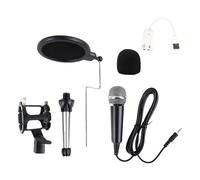 pumpumlia Juego de micrófono de condensador con filtro de espuma para estudio de instrumentos musicales y podcasts, con fácil conexión de dispositivo de 3,5 mm/micrófono USB de clase en línea