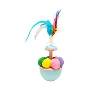 pumpumlia Juguete de gato tambaleante con plumas coloridas, juguete de ejercicio en interiores, diversión para gatitos, dueños, amigos, auto derecho