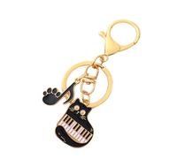 pumpumlia Llavero de piano con diseño de gatos, llavero de música, cadena de coche, llavero para colgar en bolsa, colgante para mujer, llavero de notas, llavero de coche para decoración, c, One Size