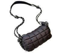 pumpumlia Moderno bolso de hombro acolchado práctico para mujer con múltiples bolsillos, ligero y cómodo, bolso de mano acolchado de algodón con rombos, Black, One Size