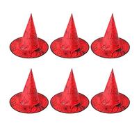 pumpumlia Paquete de 6 sombreros para fiestas de disfraces, decoración de Halloween, niños, adultos, bailes de máscaras, mago, bruja, suministros para fiestas de moda