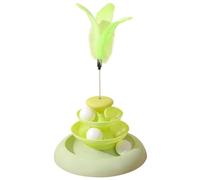 pumpumlia RollerTrack - Juguete giratorio de plumas de 3 capas para gatos, interacción, alivio del aburrimiento, juguete de plumas para mascotas