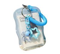 pumpumlia Tarjetero transparente con diseño de estrella, resistente al agua, protectores de tarjetas de autobús, fundas para tarjetas de crédito, Blue