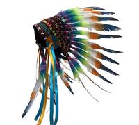 pumpumlia Tocado auténtico con plumas para festivales y fiestas, estilo étnico, accesorios para el cabello para entusiastas de la moda, festival de música