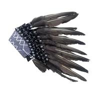 pumpumlia Tocado auténtico con plumas para festivales y fiestas, estilo étnico, accesorios para el cabello para entusiastas de la moda, festival de música
